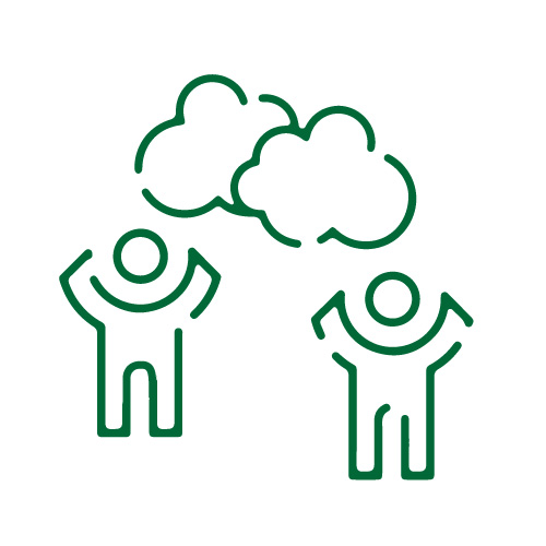 zielona ikona przedstawiająca dialog dwóch osób