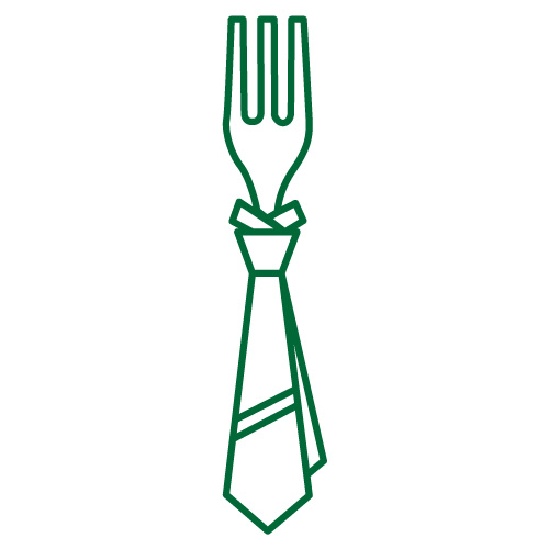 ikona zielonego widelca z krawatem
